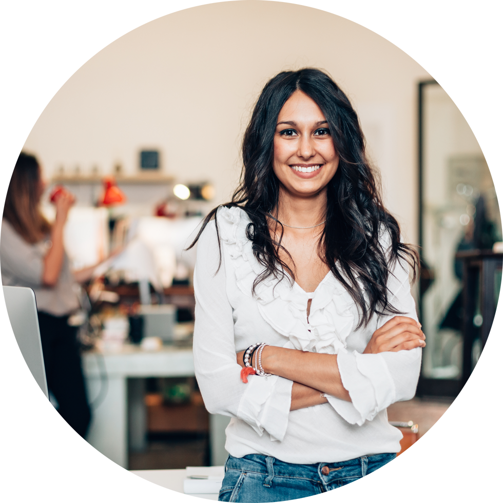 entrepreneur standing in her store_circle